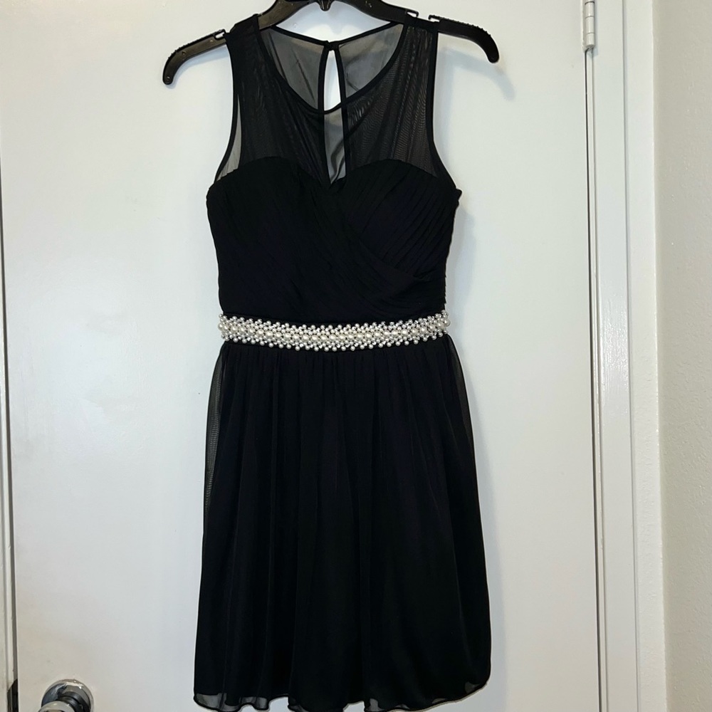 Speechless Black Dress with White Pearl Beading